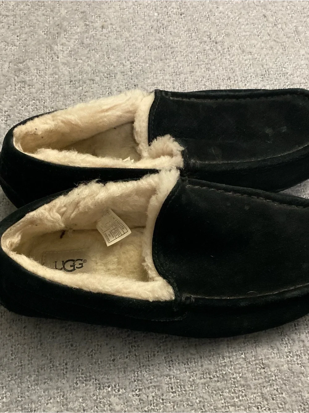 UGG Men's Black Suede Shearling Moccasin Slippers